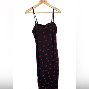 Black Dress with Red Heart Pattern